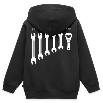 Werkzeug - Kinder Premium Organic Zip Hoodie - Schwarz - Hinten - AI Model Kid Male (0cm)