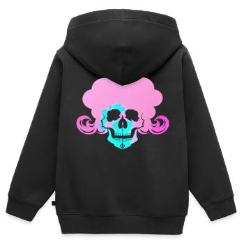 Feuerschädel Rauch pink Skelett Flammen 10 - Kinder Premium Organic Zip Hoodie - Schwarz - Hinten - AI Model Kid Male (0cm)