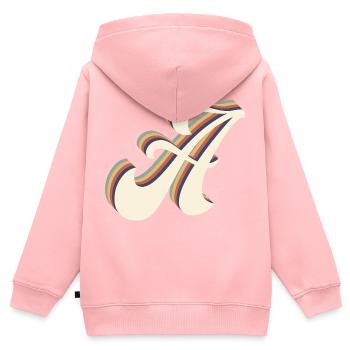 Buchstabe A - Kinder Premium Organic Zip Hoodie - Rosa - Hinten - AI Model Kid Female (0cm)