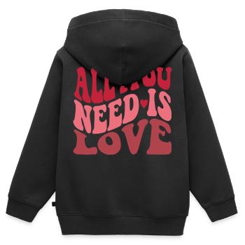 Tout ce dont vous avez besoin est l’amour - valentine - Sweat Premium à capuche zippé enfant bio - noir - Dos - AI Model Kid Male (0cm)