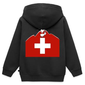 Suisse Capricorne - Sweat Premium à capuche zippé enfant bio - noir - Dos - AI Model Kid Male (0cm)