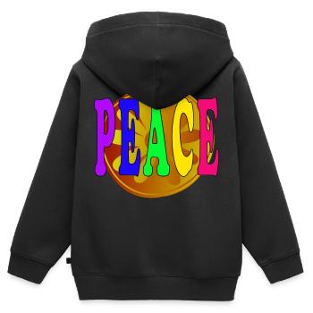 Bunter Frieden Retro Style 70er Jahre - Kinder Premium Organic Zip Hoodie - Schwarz - Hinten - AI Model Kid Male (0cm)