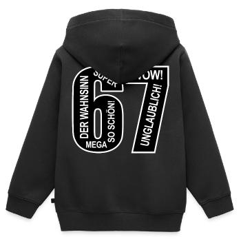 67. Geburtstag Wow Lustiges Motiv Nummer Ziffer 67 - Kinder Premium Organic Zip Hoodie - Schwarz - Hinten - AI Model Kid Male (0cm)