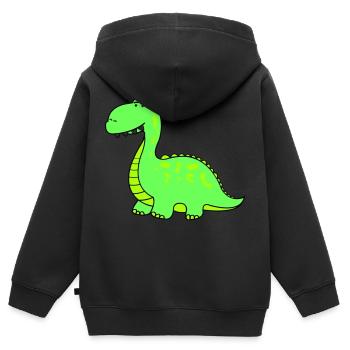 dino - Kinder Premium Organic Zip Hoodie - Schwarz - Hinten - AI Model Kid Male (0cm)