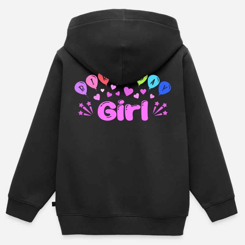 Fille d’anniversaire - Sweat Premium à capuche zippé enfant bio - noir