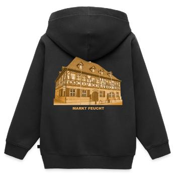Feucht Markt, Town Hall, Middle Franconia, Bavaria - Kids Premium Organic Zip-up Hoodie - black - Back - AI Model Kid Male (0cm)
