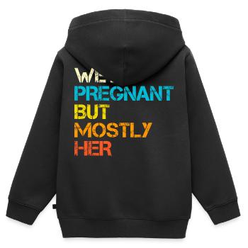 Wir sind schwanger, aber vor allem sie - Kinder Premium Organic Zip Hoodie - Schwarz - Hinten - AI Model Kid Male (0cm)