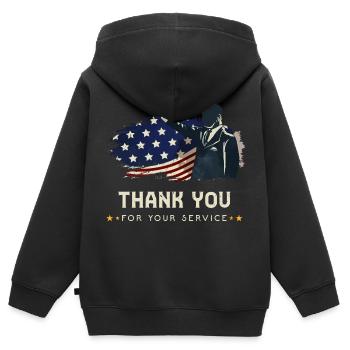 Thank You For Your Service Patriotic Veterans Day - Sweat Premium à capuche zippé enfant bio - noir - Dos - AI Model Kid Male (0cm)