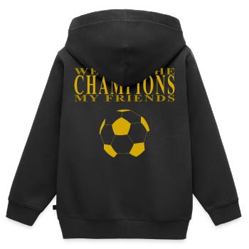 Wir sind die Champions, Fußball, goldene Farbe - Kinder Premium Organic Zip Hoodie - Schwarz - Hinten - AI Model Kid Male (0cm)