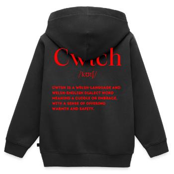 Cwtch Definition Walisisch Wales - Kinder Premium Organic Zip Hoodie - Schwarz - Hinten - AI Model Kid Male (0cm)