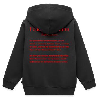 Feuerwehrmann Definition - Kinder Premium Organic Zip Hoodie - Schwarz - Hinten - AI Model Kid Male (0cm)