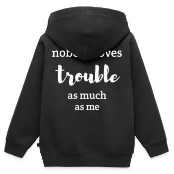 Personne n’aime les ennuis autant que moi - Sweat Premium à capuche zippé enfant bio - noir - Dos - AI Model Kid Male (0cm)