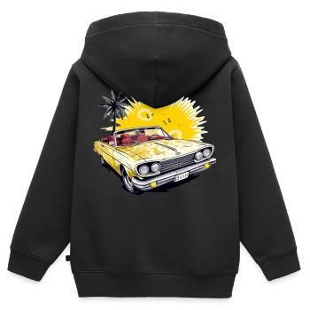 Voiture cabriolet américaine - Sweat Premium à capuche zippé enfant bio - noir - Dos - AI Model Kid Male (0cm)