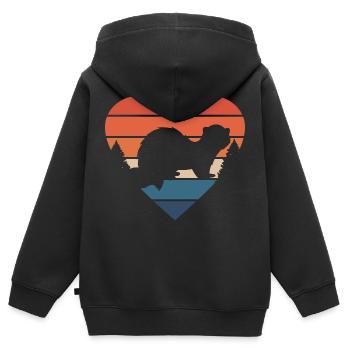 Retro Ferret Animal Lover Vintage Heart Cute Wease - Kinder Premium Organic Zip Hoodie - Schwarz - Hinten - AI Model Kid Male (0cm)