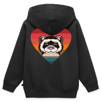 Ferret Fans Vintage Heart Cute Men Retro - Kinder Premium Organic Zip Hoodie - Schwarz - Hinten - AI Model Kid Male (0cm)