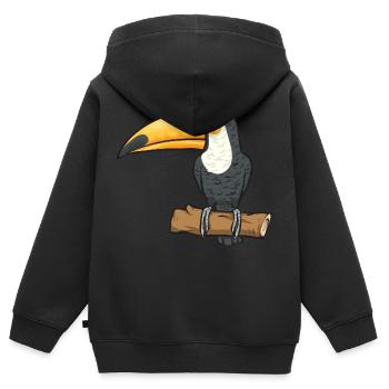 Tukan Vogel Regenwald - Kinder Premium Organic Zip Hoodie - Schwarz - Hinten - AI Model Kid Male (0cm)