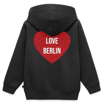 Love Berlin T-Shirt - Kinder Premium Organic Zip Hoodie - Schwarz - Hinten - AI Model Kid Male (0cm)