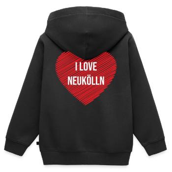 Neukölln Fischerhut I love Neukölln - Kinder Premium Organic Zip Hoodie - Schwarz - Hinten - AI Model Kid Male (0cm)