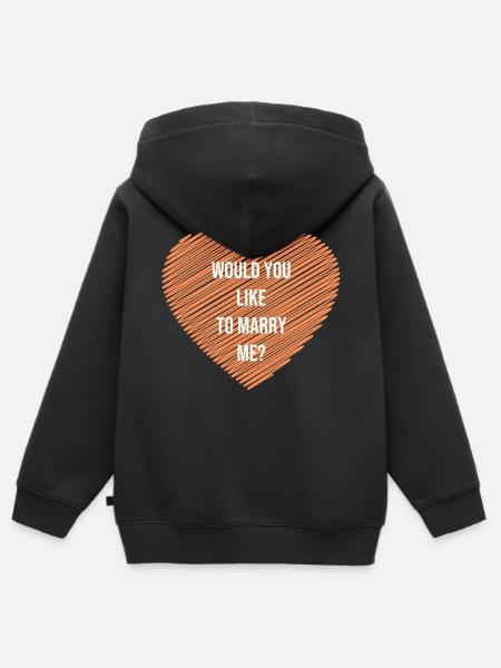 Huwelijksaanzoek in een hoodie - Kinder Premium zip hoodie biologisch - zwart