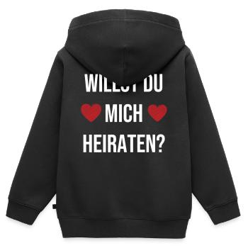 The absolute coolest marriage proposal - Kids Premium Organic Zip-up Hoodie - black - Back - AI Model Kid Male (0cm)