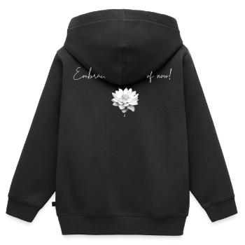 Umarme die Kraft des Jetzt - Kinder Premium Organic Zip Hoodie - Schwarz - Hinten - AI Model Kid Male (0cm)