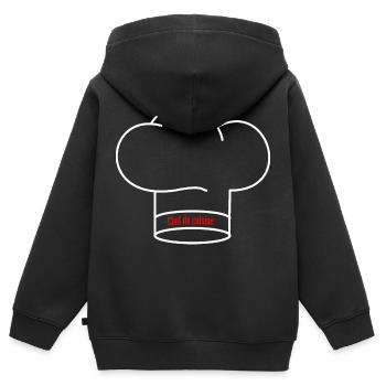 Chef de cuisine Kochmütze - Kinder Premium Organic Zip Hoodie - Schwarz - Hinten - AI Model Kid Male (0cm)