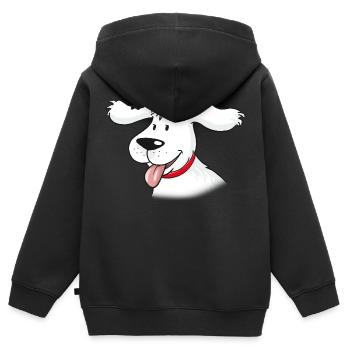 TKKG Gabys Hund Oskar - Kinder Premium Organic Zip Hoodie - Schwarz - Hinten - AI Model Kid Male (0cm)