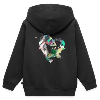 fischschwarm,fische,malerei,graffiti,Haie - Kinder Premium Organic Zip Hoodie - Schwarz - Hinten - AI Model Kid Male (0cm)