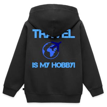 Passe-temps de voyage - Sweat Premium à capuche zippé enfant bio - noir - Dos - AI Model Kid Male (0cm)