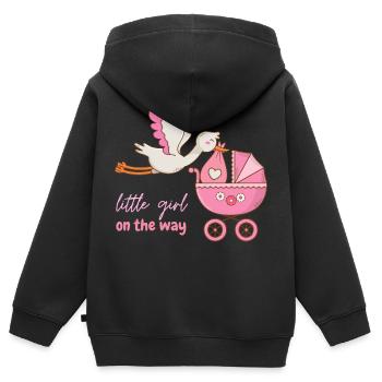 Little girl on the way mit Storch - Kinder Premium Organic Zip Hoodie - Schwarz - Hinten - AI Model Kid Male (0cm)