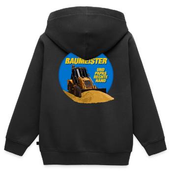 Kinder Bekleidung - Kinder Baumeister Aufdruck - Kinder Premium Organic Zip Hoodie - Schwarz - Hinten - AI Model Kid Male (0cm)