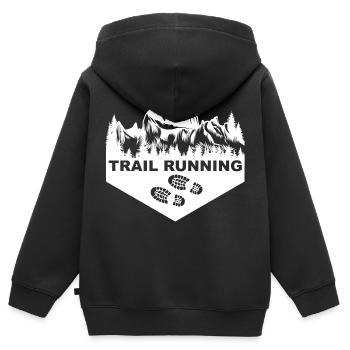 Trail Run Ultra Running Trekking en montagne Course à pied - Sweat Premium à capuche zippé enfant bio - noir - Dos - AI Model Kid Male (0cm)
