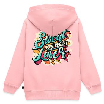 Transpirer maintenant, regretter plus tard - Sweat Premium à capuche zippé enfant bio - rose - Dos - AI Model Kid Female (0cm)