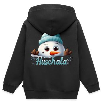 Huschala Kalt Winter fränkisch - Kinder Premium Organic Zip Hoodie - Schwarz - Hinten - AI Model Kid Male (0cm)