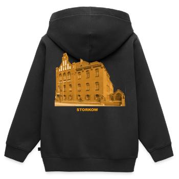 Storkow Mark Rathaus ou Spree Brandenburg - Sweat Premium à capuche zippé enfant bio - noir - Dos - AI Model Kid Male (0cm)