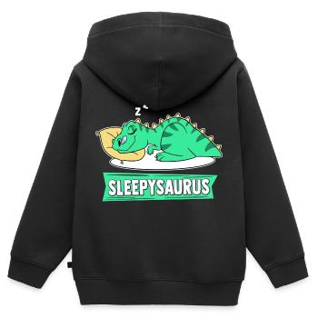 Sleepysaurus Lieblings Schalfshirt Schlafanzug Din - Kinder Premium Organic Zip Hoodie - Schwarz - Hinten - AI Model Kid Male (0cm)
