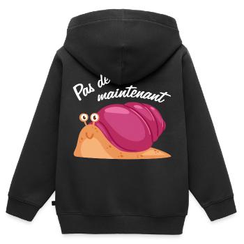 Pas de stress, un escargot qui dort. - Sweat Premium à capuche zippé enfant bio - noir - Dos - AI Model Kid Male (0cm)