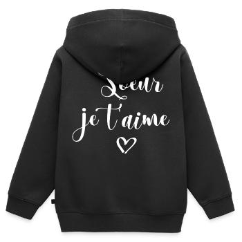 Soeur je t aime - Sweat Premium à capuche zippé enfant bio - noir - Dos - AI Model Kid Male (0cm)