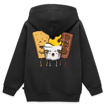 S'more Campfire Marshmallow Camping - Sweat Premium à capuche zippé enfant bio - noir - Dos - AI Model Kid Male (0cm)
