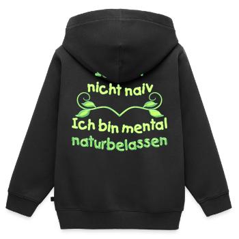 Nicht naiv - mental naturbelassen - Kinder Premium Organic Zip Hoodie - Schwarz - Hinten - AI Model Kid Male (0cm)
