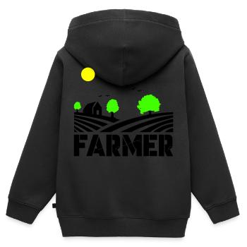farmer - Kinder Premium Organic Zip Hoodie - Schwarz - Hinten - AI Model Kid Male (0cm)