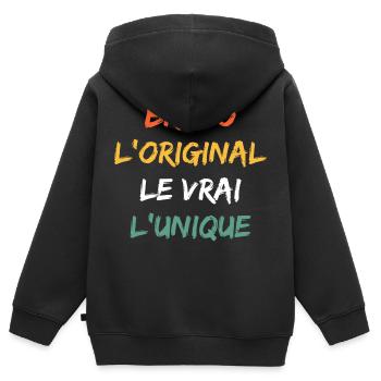 Super Bruno - Sweat Premium à capuche zippé enfant bio - noir - Dos - AI Model Kid Male (0cm)
