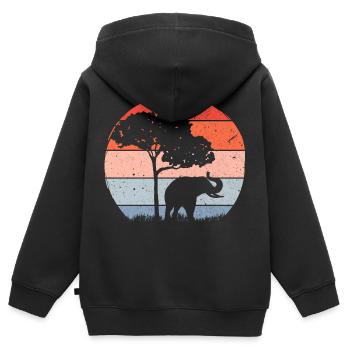 Éléphant Faune - Sweat Premium à capuche zippé enfant bio - noir - Dos - AI Model Kid Male (0cm)