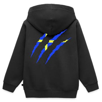 krallen sweden - Kinder Premium Organic Zip Hoodie - Schwarz - Hinten - AI Model Kid Male (0cm)