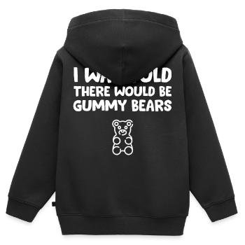 Mir wurde gesagt, dass es Gummibärchen lustig geben würde - Kinder Premium Organic Zip Hoodie - Schwarz - Hinten - AI Model Kid Male (0cm)