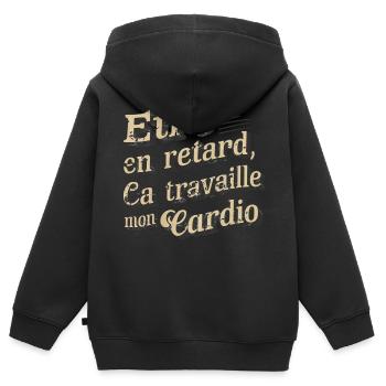 Spätes Cardio - Sport Humor - Kinder Premium Organic Zip Hoodie - Schwarz - Hinten - AI Model Kid Male (0cm)