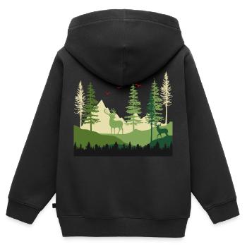 Escapade Sérénité en forêt - Sweat Premium à capuche zippé enfant bio - noir - Dos - AI Model Kid Male (0cm)