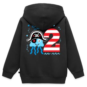 2. Geburtstag - kleiner Pirat Jungen - Kinder Premium Organic Zip Hoodie - Schwarz - Hinten - AI Model Kid Male (0cm)