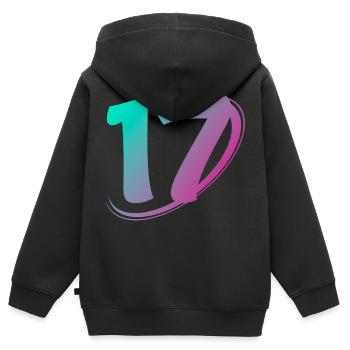 Nummer 17 mehrfarbig - Kinder Premium Organic Zip Hoodie - Schwarz - Hinten - AI Model Kid Male (0cm)