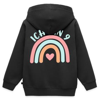 Ich bin 9 niedliche Regenbogen Design Junge Mädche - Kids Premium Organic Zip-up Hoodie - black - Back - AI Model Kid Male (0cm)